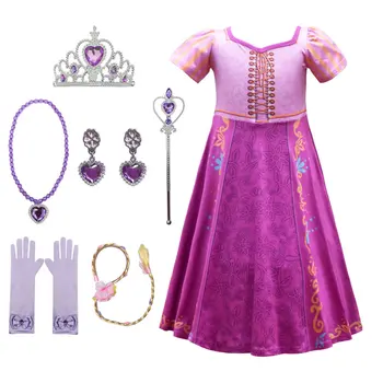 Rapunzel Kostiumų Baby Girl Dress Vaikų Kalėdos Nuslėpti Iki Cosplay Šalis Princesė Frock Elegantiškas Vaikas Apeigų Tunika
