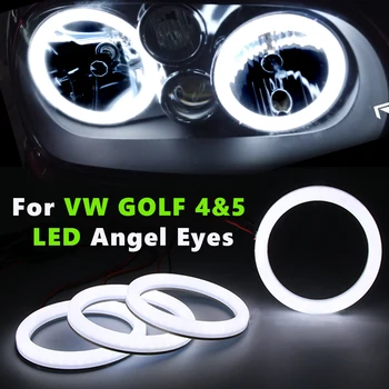 4x Aukštos Kokybės LED Šviesos Medvilnės Baltas Halo Led Angel Eyes Žiedai Volkswagen Golf 4 5 MK4 MK5 1998-2009 Šviesos važiavimui Dieną
