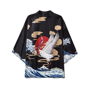 2020 M. Kinijos Stiliaus Krano Hanfu Kimono Streetwear Vyrų, Moterų Megztinis Japonijos Haori Yukata Skraiste Moterų Vasaros Laisvus Drabužius
