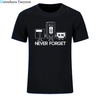 Mados Nauji marškinėliai Vyrams trumpomis Rankovėmis Niekada Nepamirškite, diskelyje VHS Kasetės Tech Geek, Print T Shirts Vyrų Undershirts Tshirts
