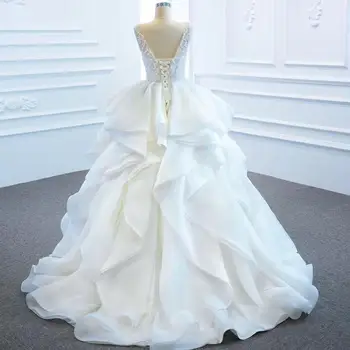 Naujas Organza Kamuolys Suknelė Vestuvių Suknelė 2020 Pakopų Suknelė Karoliukai Blizgučiais Nuotakos Vestuvių Suknelė Valymo Traukinio Nėriniai Atgal