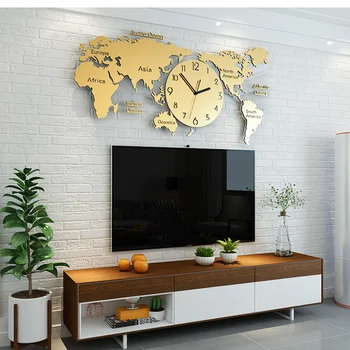 Super Didelis, Modernus Dizainas, Laikrodžiai už Kambarį Pasaulio Žemėlapyje Sieninis Laikrodis Fone 3D Akrilo Lipdukai Sienų Žiūrėti Laikrodis-Geriausia Dovana