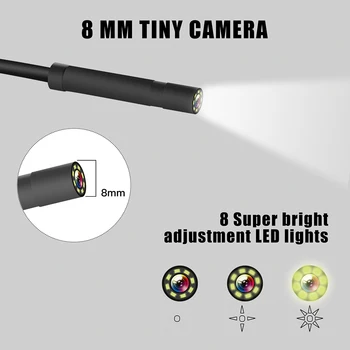 Pramonės Endoskopą WiFi Borescope Tikrinimo Kamera, Aukštos raiškos 1080P 8mm Skersmens Objektyvu IP67 atsparus Vandeniui iOS/Android