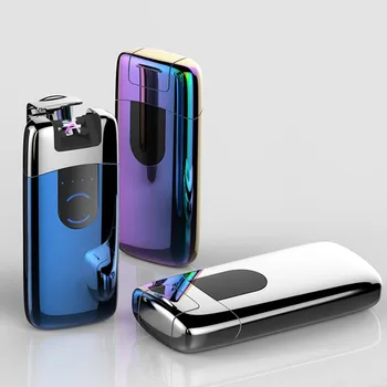 Primo Naujas Dual Lanko USB Žiebtuvėlis Įkraunamas Elektroninės Lengvesni LED Ekranas Cigarečių Plazmos Indukcijos Palse Impulso Thunder Lengvesni