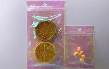100vnt Storio Reclosable Holografinis Rožinės spalvos Užtrauktukas Pakuotės Maišelis Kosmetikos Papuošalai Butas Maišeliai Lazerio Mažosios plastikos Zip Lock Bags