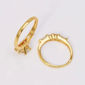 MxGxFam moterų AAA zirconia žiedas nustatyti Bijoux, 24 k Gryno Aukso spalva Originalus Dizainas