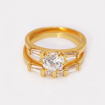 MxGxFam moterų AAA zirconia žiedas nustatyti Bijoux, 24 k Gryno Aukso spalva Originalus Dizainas