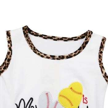 2018 Nauja Vaikiška Kūdikis, Vaikas, Vaikų, Kūdikių, Mergaičių Marškinėliai Vest Leopard Sijonai 2vnt Komplektus Beisbolo Spausdinti Nustatyti 1-5 Metų