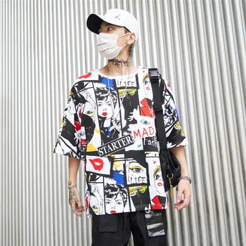 Hip-Hop Marškinėliai Vyrams Juokinga Kratinys T-Shirts Harajuku Streetwear 2020 M. Pavasario Vasaros Marškinėlius Trumpomis Rankovėmis Šokių Viršūnes Tees Vyrai