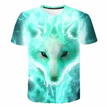 2020 Naujausias Wolf 3D Spausdinimo Gyvūnų Kietas Juokingi Marškinėliai Berniukams trumpomis Rankovėmis Vasarą Topai marškinėliai Mergaitėms Mados Atsitiktinis T shirts