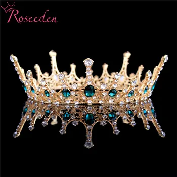 4 spalvų Baroko Derliaus Visiškai Apvalios Lajos Kristalų Vestuvių Tiara Princesė Inscenizacija Diadem Nuotakos Plaukų Aksesuarai RE3055