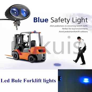 2vnt X Krautuvas Mėlyna Saugos Šviesos 10-80V 10W LED Spot šakinis Krautuvas Mėlyna Įspėjamasis Žibintas Saugos LED Šviesos