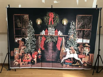 Fotografijos fonas Kalėdos Baltos spalvos Plytų Židinys Fone photo booth studija pilka plytų siena Kalėdų eglutė photobooth