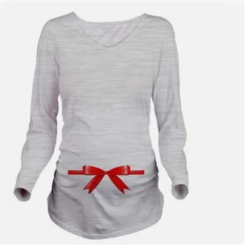 Motinystės Tee Marškinėliai Nėščioms Moterims, Drabužiai Visą Rudenį Viršūnes Chritstams Peteliškę Spausdinti Naujųjų Metų T-Shirt Nėštumo Drabužiai