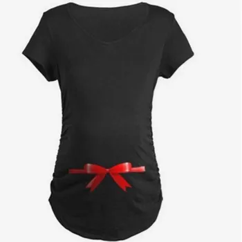 Motinystės Tee Marškinėliai Nėščioms Moterims, Drabužiai Visą Rudenį Viršūnes Chritstams Peteliškę Spausdinti Naujųjų Metų T-Shirt Nėštumo Drabužiai