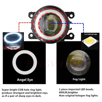 2/pora Super Ryškus LED Rūko žibintai su Angel eye 