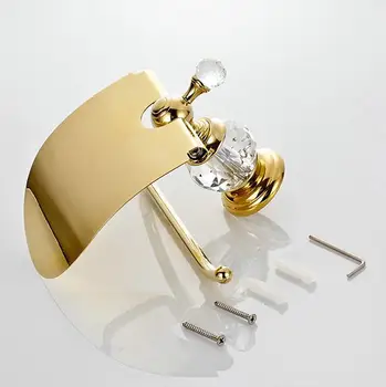Prabangūs krištolo, žalvario, aukso popieriaus langelį roll turėtojas tualetas aukso popieriaus laikiklį audinių langelį, Vonios Reikmenys, vonios aparatūros LB8210