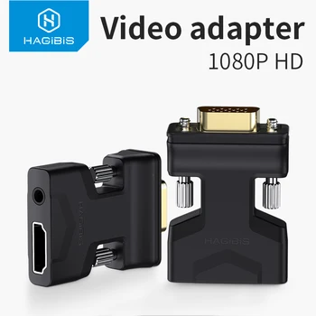 Hagibis HDMI suderinamus į VGA Adapteris su Garso Uostas Moterų Video Converter 3.5 mm PS4 Nešiojamas PC TV Box, Monitorius, Projektorius,