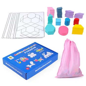 180 Vienetų Montessori Kūrybos Medinė Dėlionė Tangram Žaislas Vaikams, Mokymosi 3D Dėlionės Dėlionės Macaron Spalvos Medienos Žaislai, Dovanos