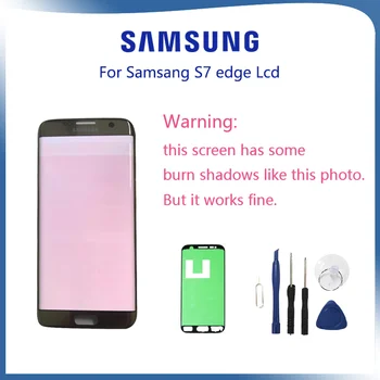 ORIGINALUS Samsung Galaxy S7 Krašto G935F Burn-in Lcd Ekranas Jutiklinis Ekranas skaitmeninis keitiklis