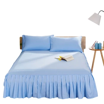 Vientisos spalvos lova sijonas karalius ir karalienė visą dvivietis čiužinys padengti su elastinės gumos juosta lova padengti mikropluoštu įrengtas lapas lovatiesė