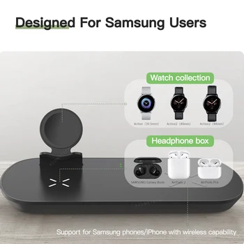 3 1. Belaidis Kroviklis, Skirtas Samsung Galaxy Žiūrėti Aktyvus Belaidžio Kroviklio Įkrovimo Stovas Trinkelėmis Stotis QI Įkroviklis Skirtas Galaxy Pumpurai