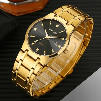 2020 WWOOR Deimantų Laikrodžiai Vyrams Suknelė Žiūrėti Top Brand Prabanga Aukso Mens Riešo Žiūrėti Kvarcinis Laikrodis, Data Vyrų Relogio Masculino