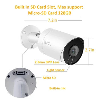 Anpviz 5MP POE Kulka IP Kamera Su One-way Audio Home/Lauko CCTV Saugumo Kameros IR 30m IP66 ONVIF H. 265 P2P