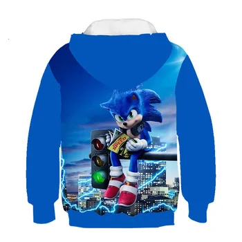 Mados Sonic the Hedgehog 3D Hoodie Kailio Vaikams, Puloveriai, Susagstomi megztiniai Viršutiniai drabužiai Hoodie Berniukų, Mergaičių sportiniai Kostiumai Streetwear