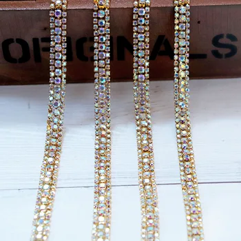 0.8 cm Aukso Zawalcowany Rhinestons Kristalų Apdaila Geležies, Deimantų Juostele Wrap Dress Apdaila Siuvimo Reikmenys 