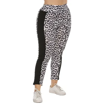 Plus Size Antblauzdžiai Kelnės Moterims Aukšto Juosmens Leopardas Spausdinti Kratinys Fitneso Liesas Pieštuku Kelnes Didelis Dydis Femme Kelnės