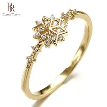 Bague Ringen Gera Pardavėjų Sidabro 925 Papuošalai Piršto Žiedą Moterų stiliaus Snaigės Gražus Mados žiedas su deimantais Gimtadienis