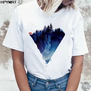 T-shirt Moterų Estetika Kalnų Drabužius Marškinėlius Moterų Harajuku Marškinėliai mados hipster Viršūnes naują atsitiktinis 