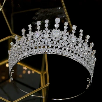 Naujas cirkonis tiara nuotakos tiara crystal crown vestuvių suknelė, plaukų aksesuarų, prabangių vestuvių ponios papuošalai