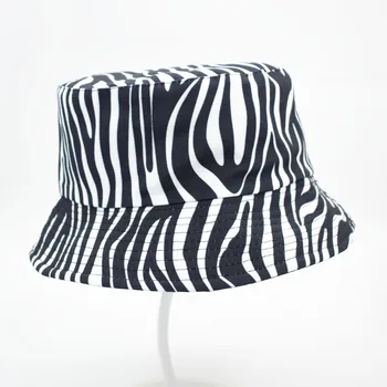 2021 Naujas Mados Grįžtamasis Juoda Balta Zebras Modelio Kibirą Skrybėlę Vasarą, Saulės Kepurės Moterims, Vyrams, Žvejys Skrybėlę