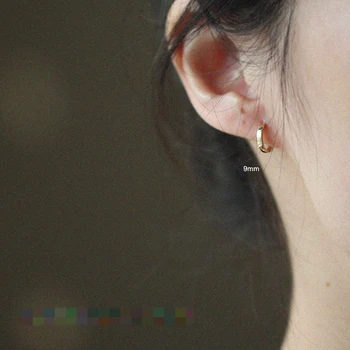 9K gryno Aukso Auskarai Paprastu būdu Blizgus ratas ausies žiedas ausies kaulų temperamentas universalus laukinių moteris, mergina aukso ausų papuošalai