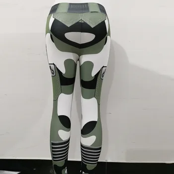 Aukštos Juosmens Kamufliažas Antblauzdžiai su Kišenėje Moterų Armijos Žalioji Priežastinis Kelnės Fitness Leggins Sexy Push Up Sporto Dėvėti Jeggings Femme