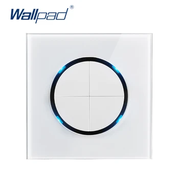 Wallpad L6 LED 4 Gauja 2 Būdas Baltos spalvos Grūdinto Stiklo plokštės Atsitiktiniai Spustelėkite Mygtuką Sienų apšvietimo Jungiklis Su LED Indikatorius