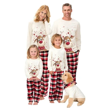 2020 Kalėdų Spausdinti Pižama Rinkiniai Moterų Namų Kostiumas Sleepwear Šeimos Atitikimo Kalėdų Pižama Rinkiniai Ropa Mujer