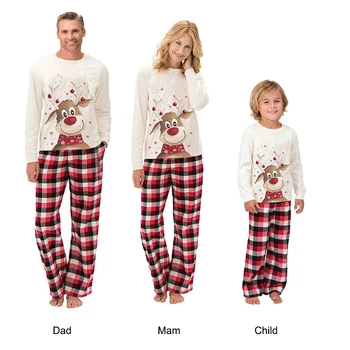 2020 Kalėdų Spausdinti Pižama Rinkiniai Moterų Namų Kostiumas Sleepwear Šeimos Atitikimo Kalėdų Pižama Rinkiniai Ropa Mujer