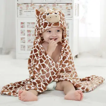 Žirafa Padengti formos Kūdikiui su Gobtuvu Chalatas Minkštas Kūdikių Naujagimių Vonia Rankšluostį Antklodė