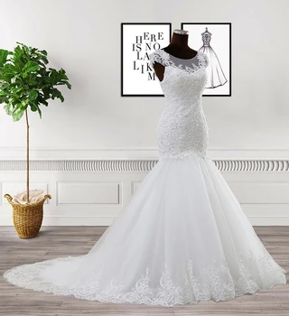 Vaiskiai Balta Dramblio Kaulo Elegantiška, Undinėlės/Trimitas Vestuvių Suknelė Iki 2021 M. Santuokos Suknelė Chalatas De Mariee Vestidos De Novia Sereia
