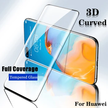 3Pcs 3D Apsaugos Grūdintas Stiklas Priedai Huawei Mate 40 40pro mate40 pro Visą Lenktas screenprotector kino originalus 2020 m.