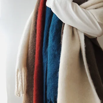 2020 m. Žiemos Moterys, Šalikai, Kietas Atsitiktinis Kutas Moterų Moheros Šalikas Aukštos Kokybės Tirštėti Šiltas Ilgi Šalikai Femme Skara Streetwear