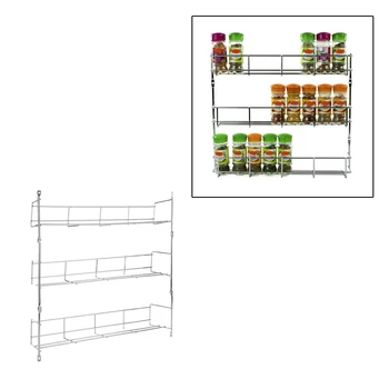 Aukštos Kokybės 3 Pakopos Spice Rack Wall Mount Virtuvės Organizatorius Prieskonių Dėžutė Stalčiuko Turėtojas Virtuvės Lentynos Erdvė Užsklandos