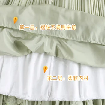 Vasaros naujų rūbų juosmens naujasis šou plonas plisuotos biustas gryna spalva ilgai netinkamomis kratinys yra žodis, W222 moterų sijonas