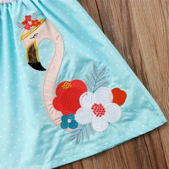 AA 1-6T Žavinga Nauja Vaikiška Vaikų Mergaičių Gėlėti Flamingo Vasaros Suknelė Atsitiktinis Boho Paplūdimio Sundres kutai Mielas elegantiška Suknelė
