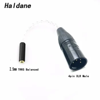 Nemokamas Pristatymas Haldane 10cm Sidabro Padengtą 4-pin XLR Male 2,5 mm Trrs Subalansuotas Moterų HIFI Kabelis, ausinės, Audio Adapteris