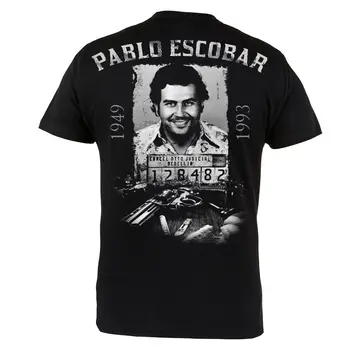 Pablo Escobar Narcos vyriškos Juodos Medvilnės Viršuje Geros Kokybės Spausdinimo dvipusės Marškinius, O-Kaklo Vyrų Mados Trumpas Rankovės Homme Kostiumas