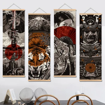 Japonijos Samurajų Ukiyoe Plakatas ir Spausdina Pažymėkite Tapybos Drobė Sienos Menas Nuotraukas Gyvenimo Kambario, Miegamasis Apdailos Pažymėkite Plakatas